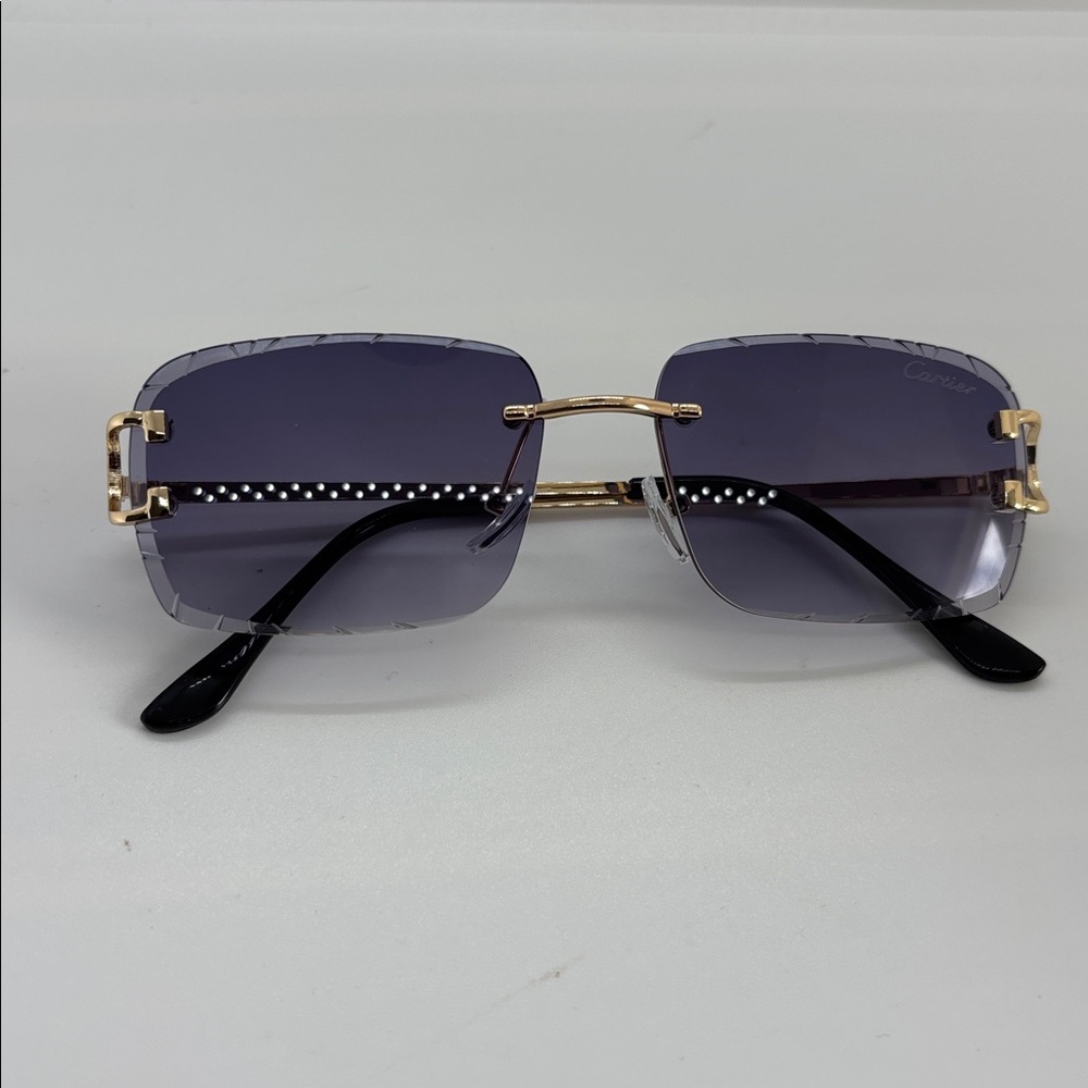 Men's Rimless Midnight Purple Gradient Sunglasses